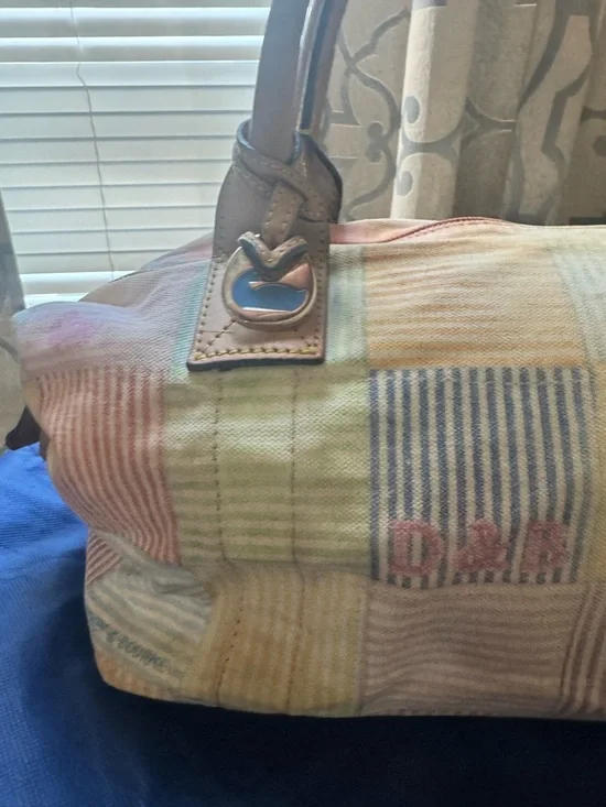 Y2K Dooney and Bourke PatchworkPastel Plaid Women's Handbag with Leather Handles - Picture 2 of 16